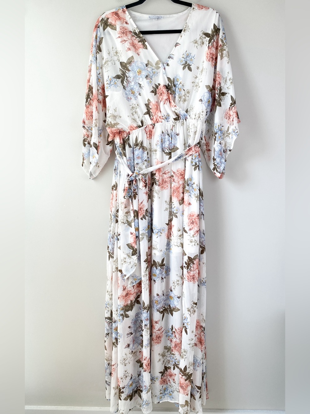 Baltic Born Womens Kia Kimono Maxi Dress 3XL White Floral Fairy Romantic Sheer